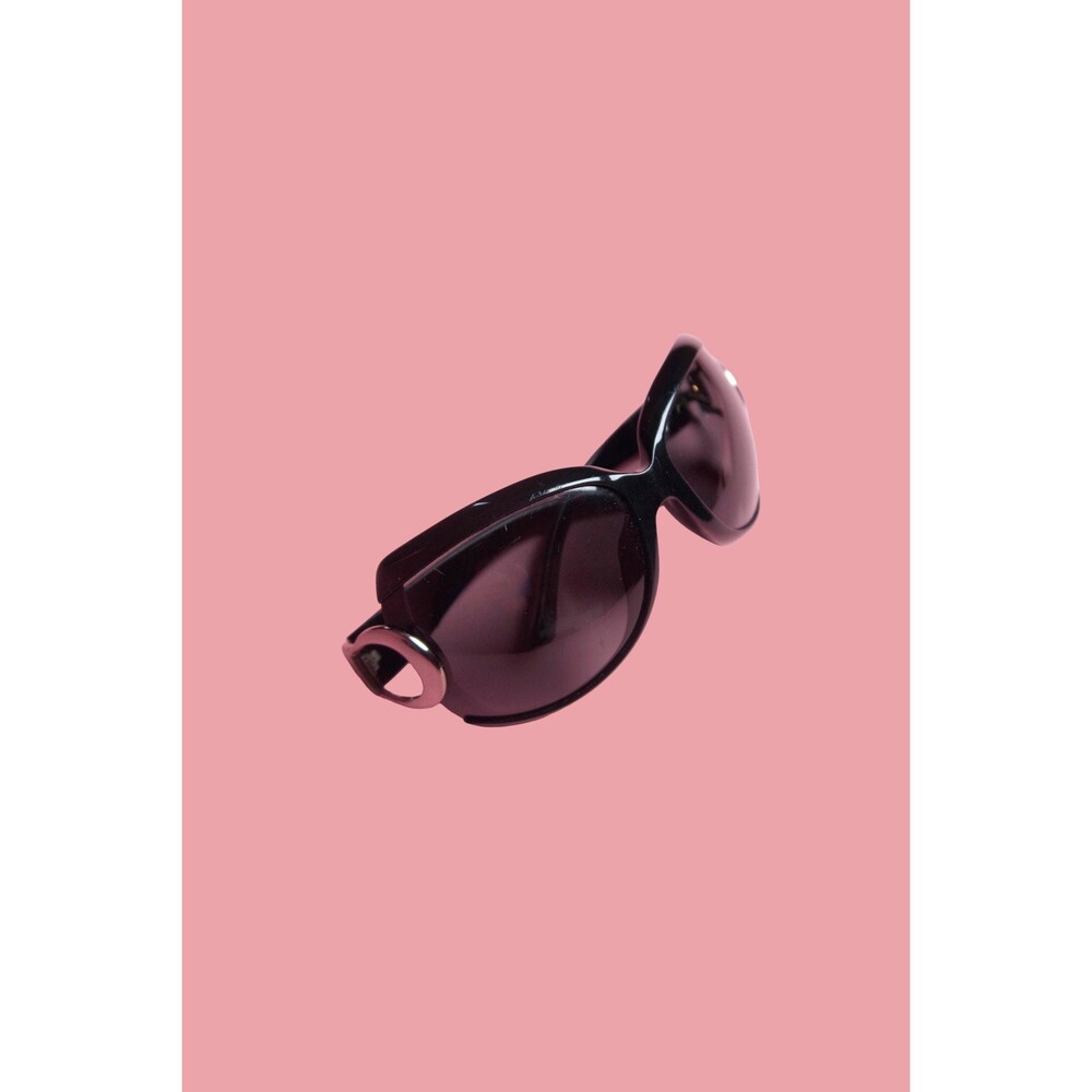 Y2K. CHRISTIAN DIOR. CD. Large. Black and Silvertone. Sunglasses. AS IS. DAMAGED